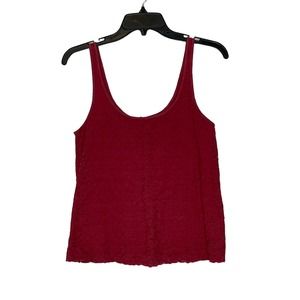 American Eagle Tank Top Size Small Burgundy Floral Lace Lined Women Cotton Blend